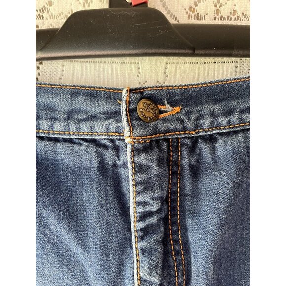 Vtg Gitano Denim Skirt Womens 16 Dark Wash Orange Stitch Classic Casual 80s Y2K - Picture 2 of 6